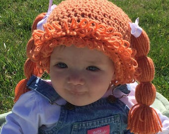 Cabbage Patch wig Cabbage Patch hat Strawberry Blonde Cabbage Patch Wig braids, pigtails any size and color inspired by Cabbage Patch Dolls