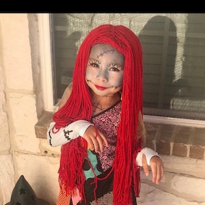 Sally wig, inspired by Sally from The Nightmare Before Christmas, nightmare before Christmas wig, sally hair, Red wig.