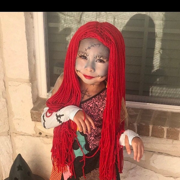 Sally wig, inspired by Sally from The Nightmare Before Christmas, nightmare before Christmas wig, sally hair, Red wig.