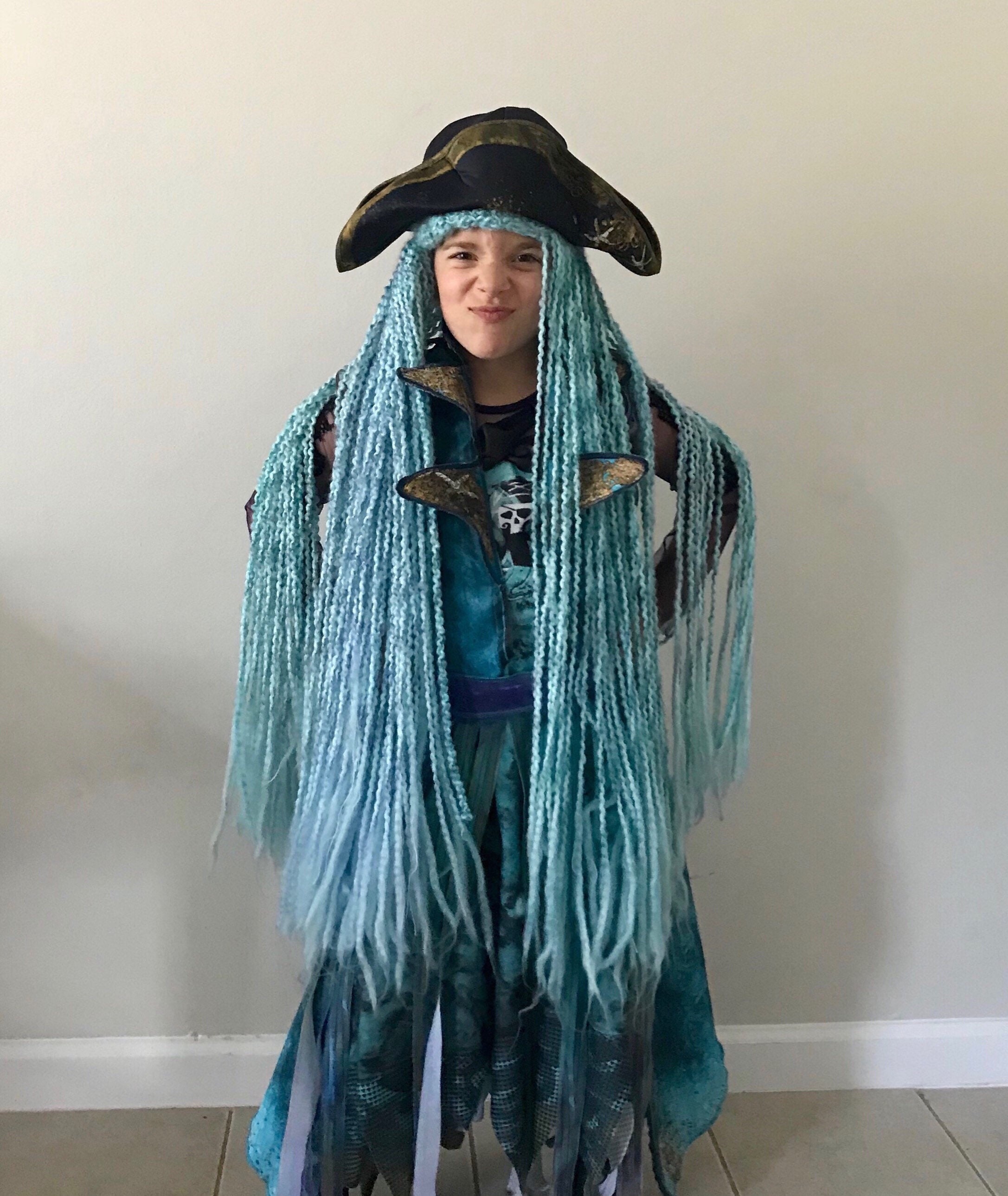 Uma Wig, Uma Hair, Pirate Wig, Octopus Wig, Blue Hair please Read Item  Details, Any Size, Hat/bandana Not Included 
