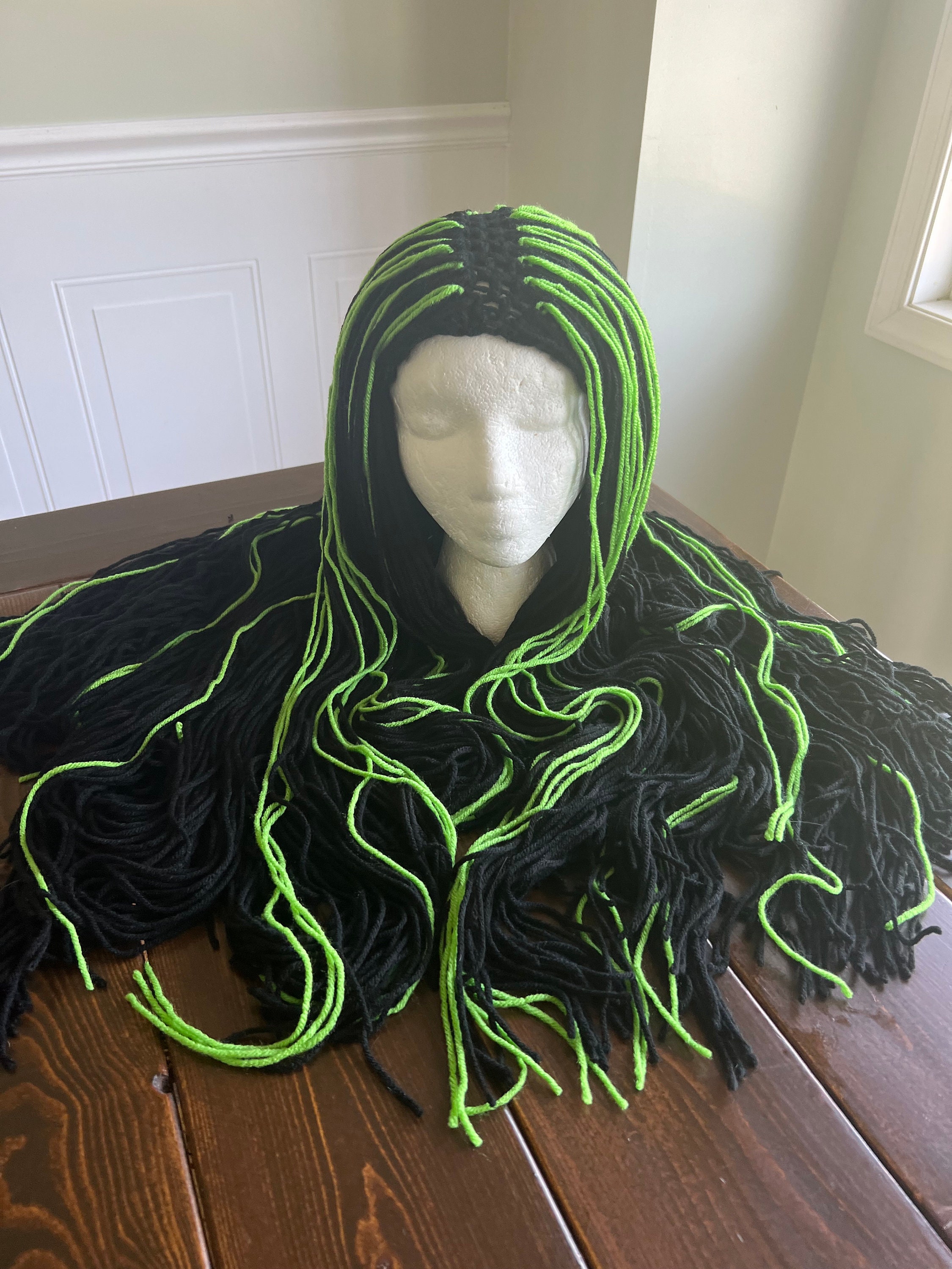 Green yarn wig deals