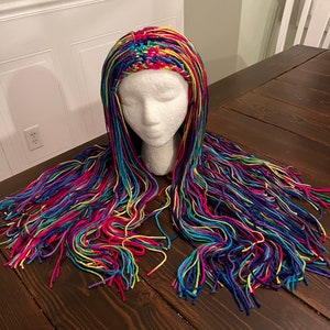 Rainbow hair, rainbow wig, rainbow yarn wig, tie dye wig, unicorn hair