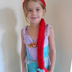 Ariel Wig, Ariel Hair, Princess Ariel wig braid for costumes, Fishtail braid style, Red yarn Braid, Mermaid hair