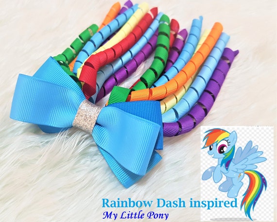 Girls 3.5 inch hair bows clip bow my little pony character glitter boutique MLP