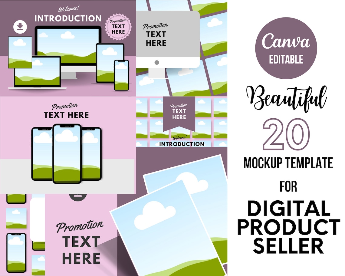 Mock up Canva Template for Digital Product Seller Canva - Etsy