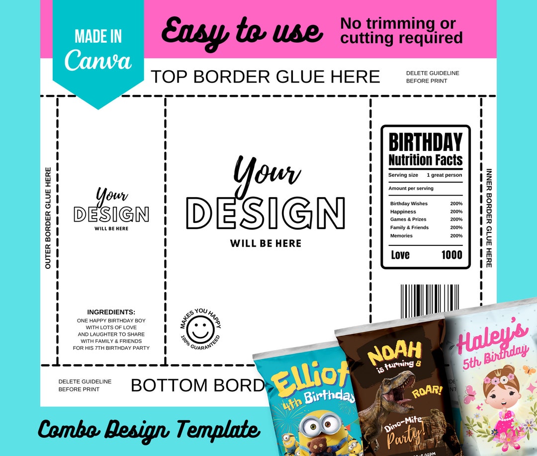 Blank Chip Bag Combo Template Design Canva Editable DIY - Etsy