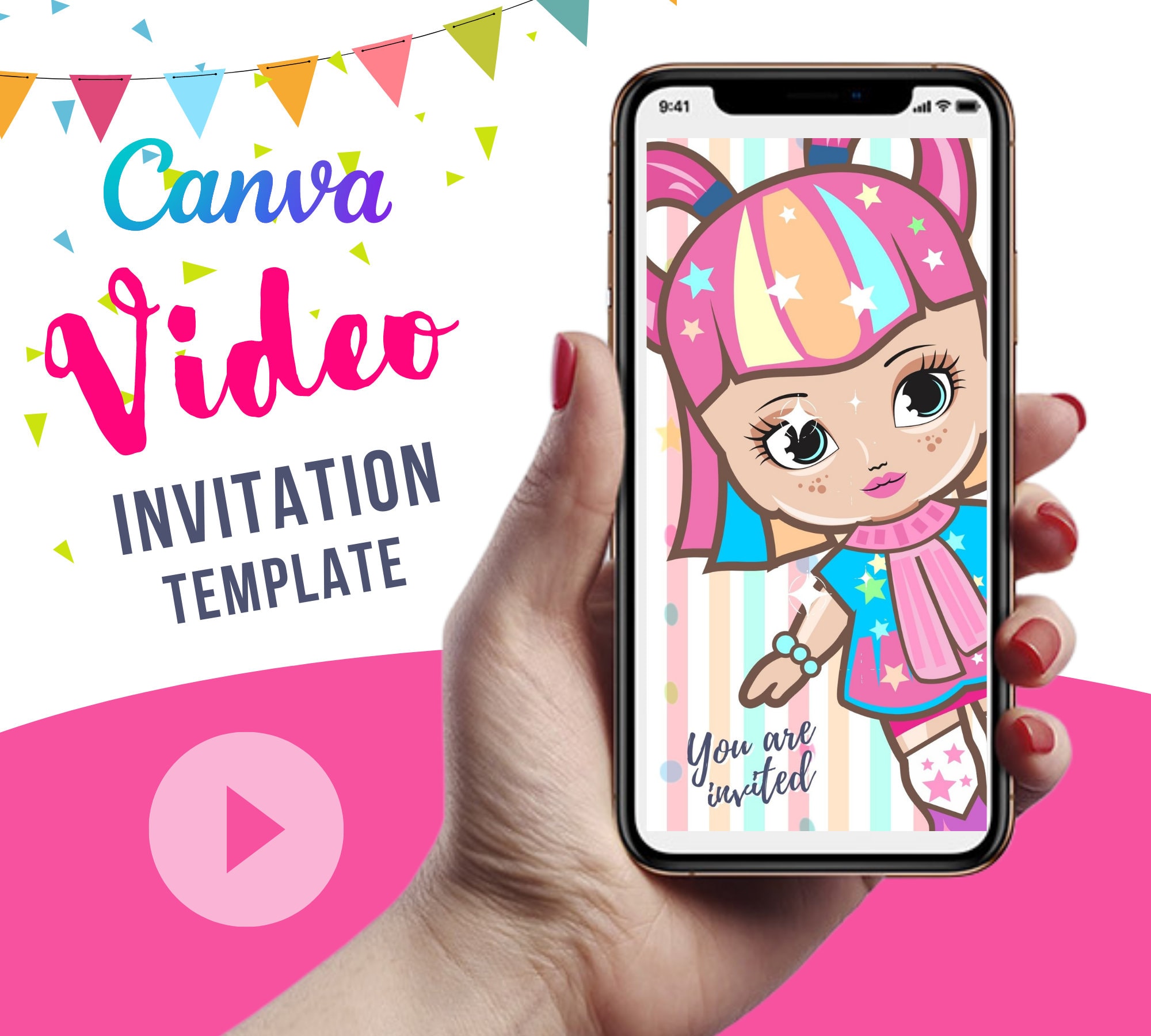 Baby Doll Cute Birthday Party Invitation Mobile Video - Etsy Baby Doll Cute Birthday Party Invitation Mobile Video - Etsy