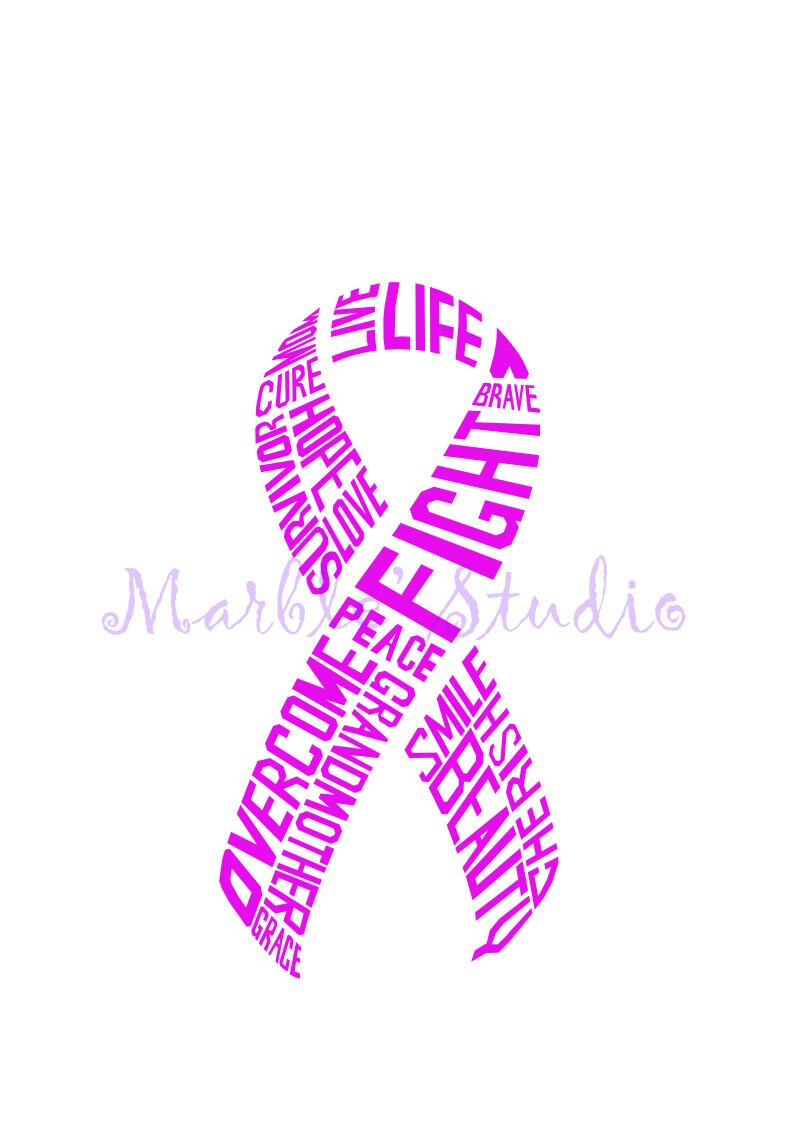 Breast Cancer Ribbon Words SVG DXF PNG Cut (Download Now) Etsy