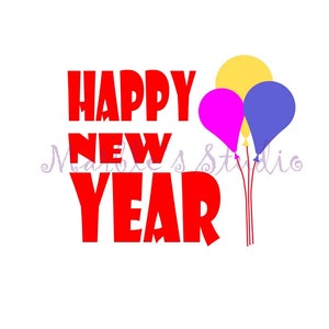 Happy New Year with Balloons