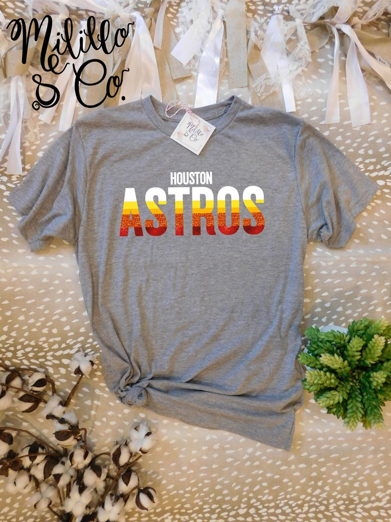 Astros T-shirt Retro Astros Tee Womens Astros Shirt Houston MLB Shirt Women Throwback Astros TShirt Vintage Rainbow Astros Tshirt For Women