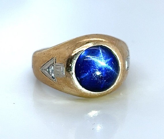 10K Yellow Gold Star Sapphire Ring - Circa 1960's - image 7