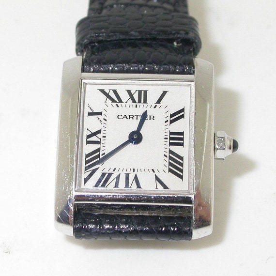 cartier white gold tank watch