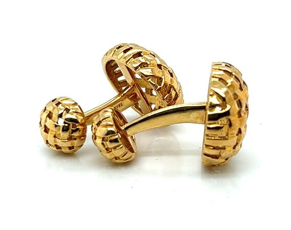 Tiffany 18k Yellow Gold Woven Dome Cuff Links - image 3