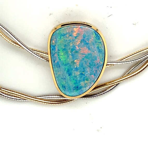Natural Australian Boulder Opal Necklace, 14k Yel… - image 2
