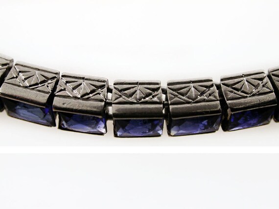 Art Deco Platinum Unheated Natural Sapphire Line … - image 3