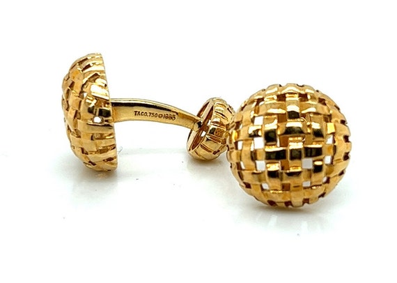 Tiffany 18k Yellow Gold Woven Dome Cuff Links - image 1