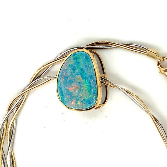 Natural Australian Boulder Opal Necklace, 14k Yel… - image 3