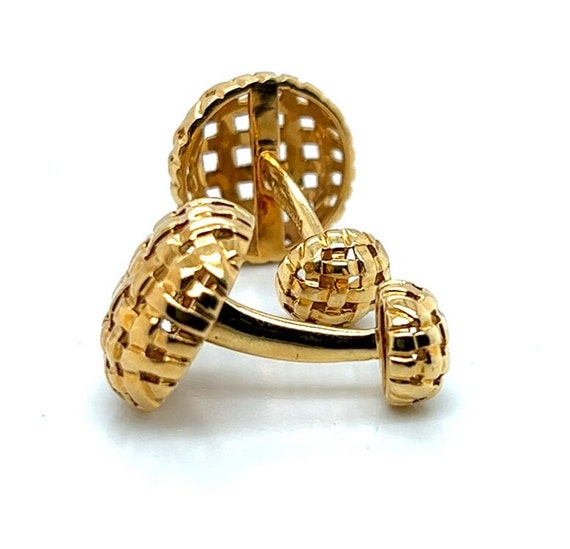 Tiffany 18k Yellow Gold Woven Dome Cuff Links - image 4