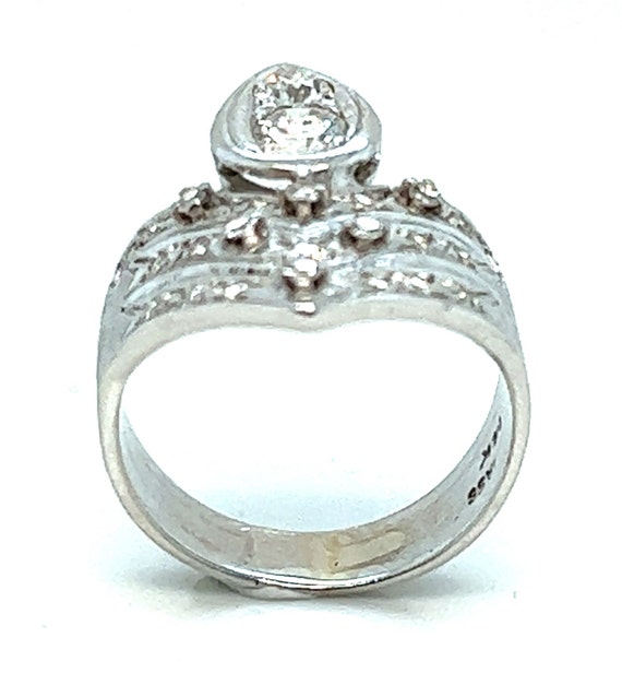14K White Gold Chevron Diamond Ring - 0.91 Carat … - image 6
