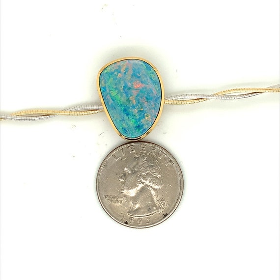 Natural Australian Boulder Opal Necklace, 14k Yel… - image 5