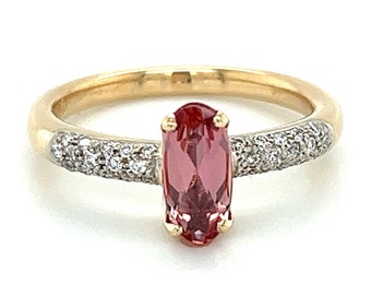 Natural Pink Topaz Ring with Diamonds - 18k - Signed H. Stern - Brazil