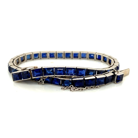 September Sapphire Platinum Line Bracelet - Circa