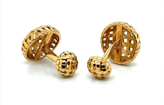 Tiffany 18k Yellow Gold Woven Dome Cuff Links - image 5