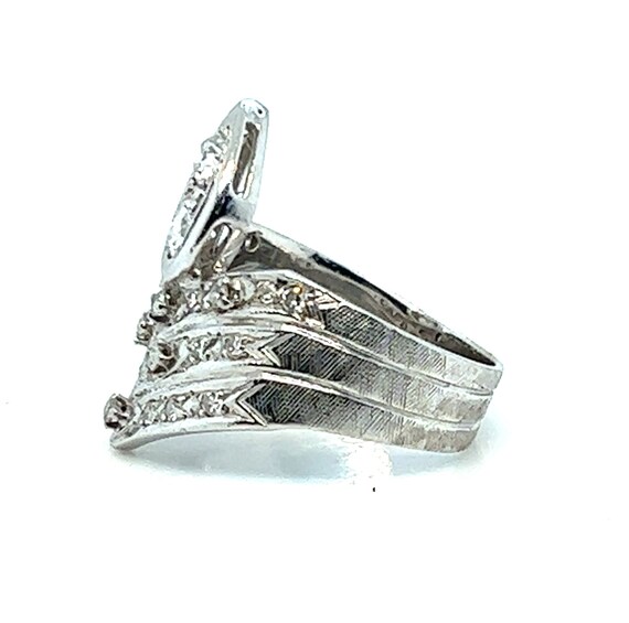 14K White Gold Chevron Diamond Ring - 0.91 Carat … - image 3