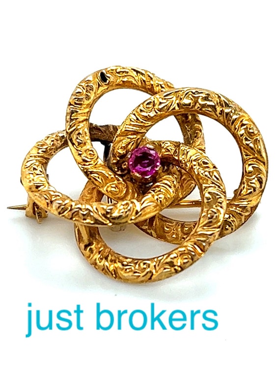 14k Gold Ruby Brooch - VICTORIAN