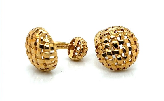 Tiffany 18k Yellow Gold Woven Dome Cuff Links - image 6