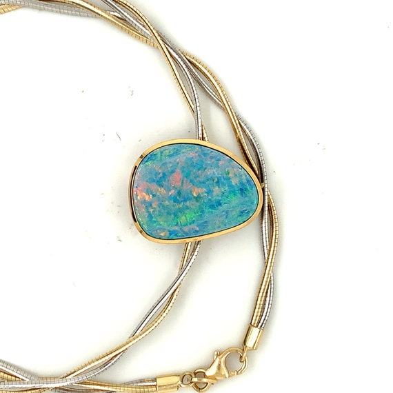 Natural Australian Boulder Opal Necklace, 14k Yel… - image 7