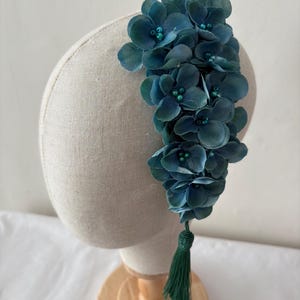 Modern Vintage Rockabilly hydrangea Hair Flower with Hand Beading