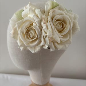 Pin Up Rockabilly Double Rose Hair Flower In Cream