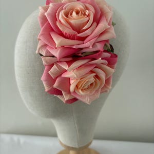 Pin Up Rockabilly Double Rose Hair Flower In Pinks