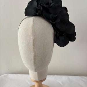 Statement Cascade Black Orchid Headpiece Hair Flowers