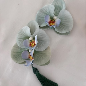Pair of Pin Up Rockabilly Orchid Flower Hair Clips
