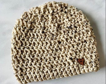 Women’s Oatmeal Crochet Beanie