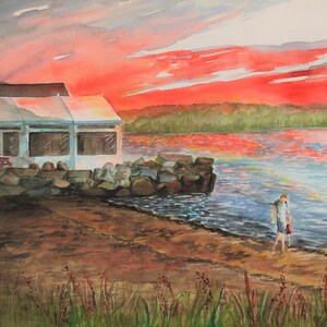Beach Wall Art Sunset Beach Home Decor Maine Coastal Wall Art Nature Ocean Landscape Art Prints Painting Ocean Seascape Artwork for Home