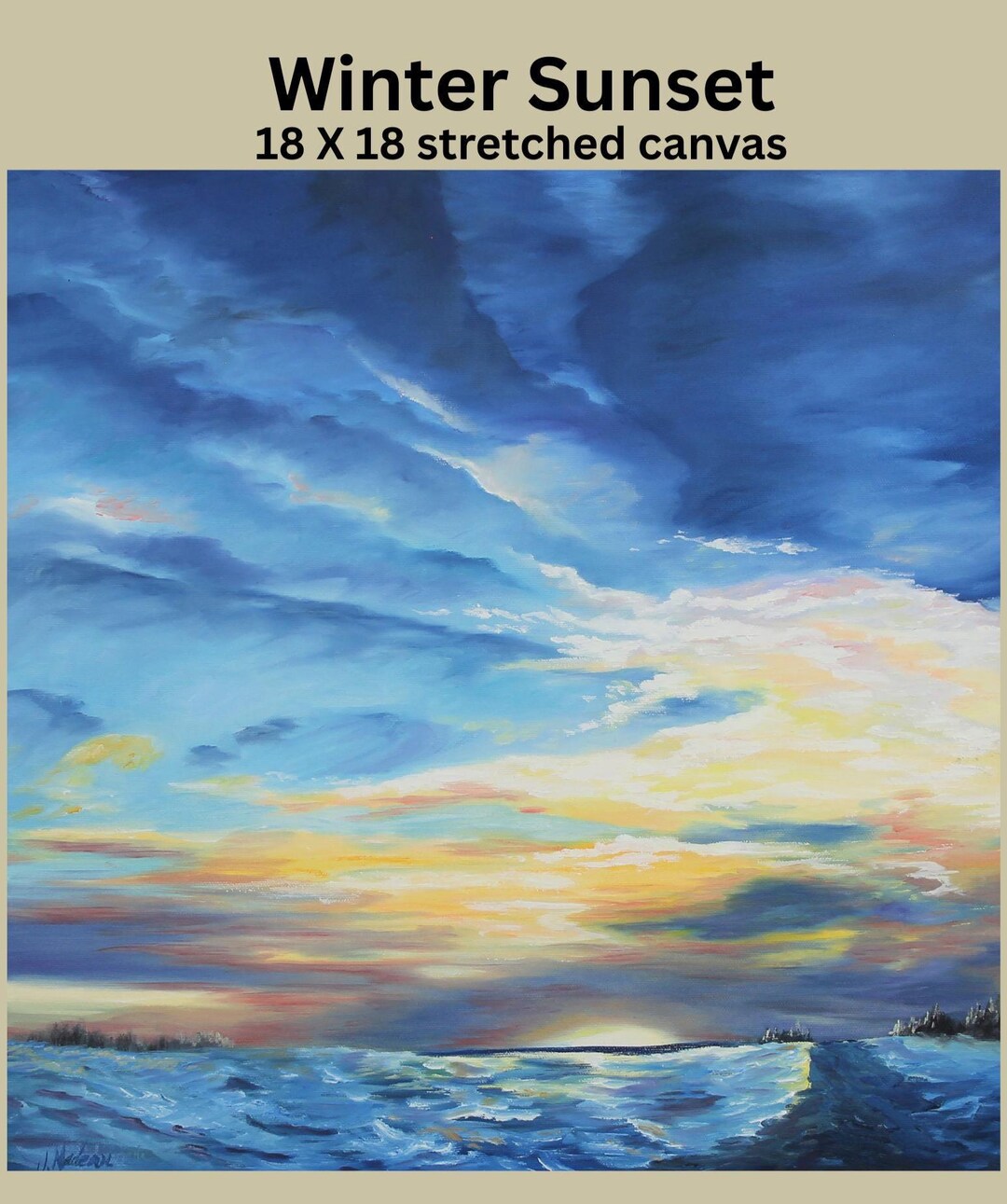 油絵 油彩 油彩画 絵 絵画【冬の夕陽】 美術品 油絵 油彩 油彩画 絵