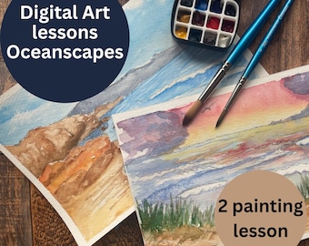 watercolor painting for beginners digital lesson, virtual watercolor lesson, painting lesson for new artists, how to paint with watercolor