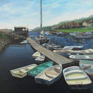 nautical decor art, seaside landscape print, Maine Coastal painting, Ocean art for home,  Art for Living Room Bedroom Office Home Decor