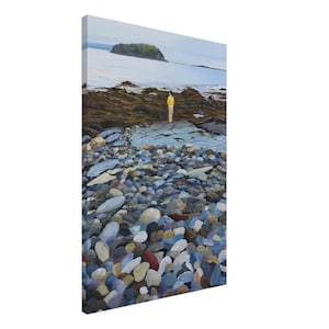 Coastal wall art canvas print Splash of Yellow painting Canvas print of Bar Harbor Maine coastal painting original coastal oil painting