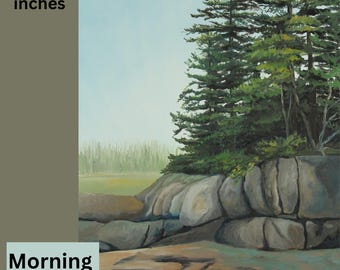 Morning Light, Deer Isle Maine landscape painting print, coastal art decor for ocean home, ocean artwork for the home, art gift for her