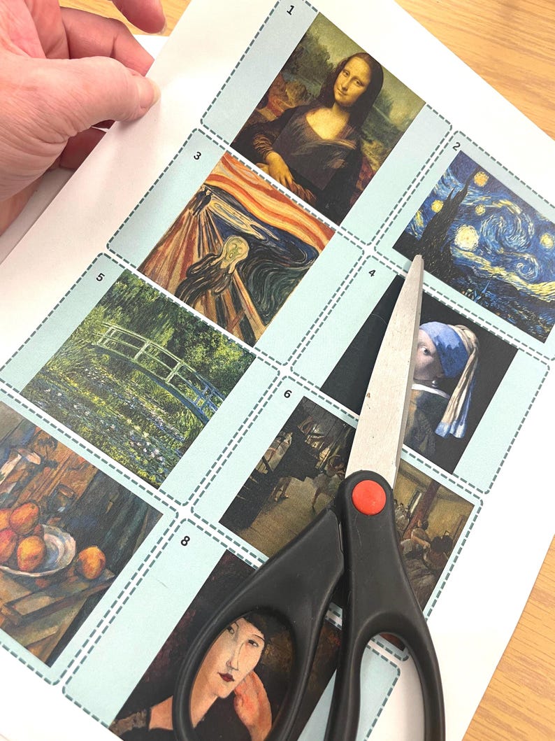 Famous Art Flash Cards for Kids, Elementary Learning Game (PDF Pattern ...