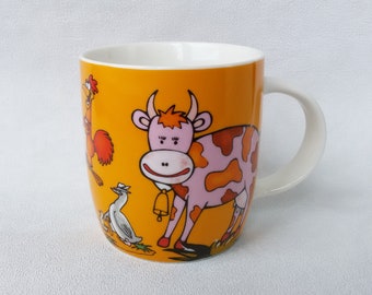 coffee mug ceramic funny orange mug with prints of home pets and farm animals ceramic milk and hot chocolate cup cute nice gift child 13 OZ