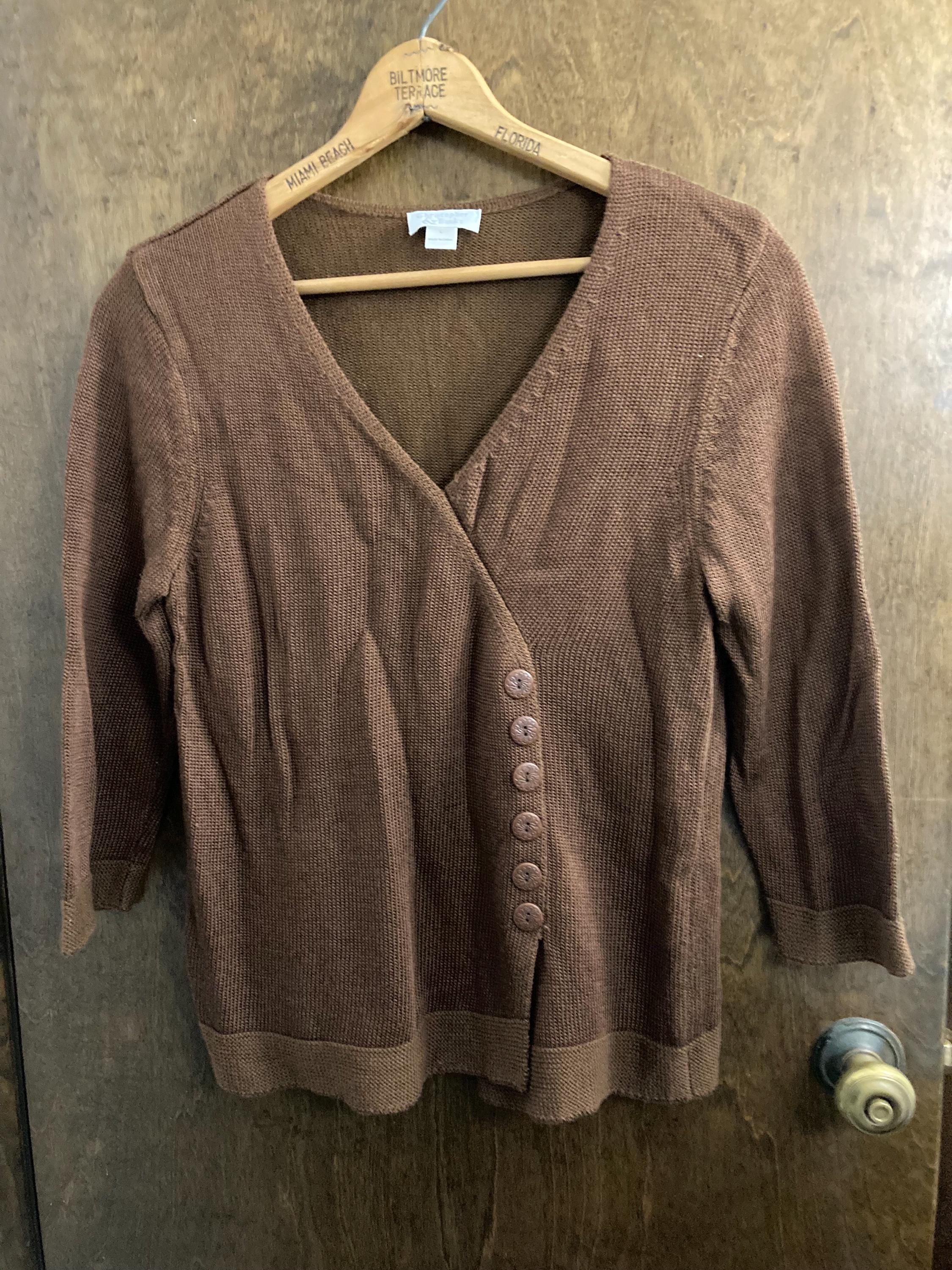 Christopher & Banks Woman's Sweater size L, Beautiful Copperish Brown Rayon, Cotton, EUC