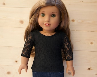 18 inch doll clothes AG doll clothes Black Lace Top made to fit like American Girl doll clothes