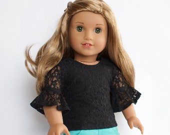 18 inch doll clothes AG doll clothes Black Lace Bell Sleeve Top made to fit like American Girl doll clothes