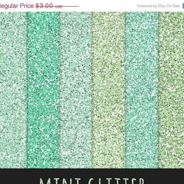 60% OFF Mint Glitter Paper / BMint Green Glitter / Scrapbooking Digital Paper / Digital Glitter Background / Glitter Overlay / Instant Downl