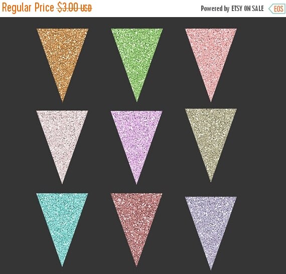 60 Off Glitter Banner Flags Banners Clipart Pastel Glitter Etsy